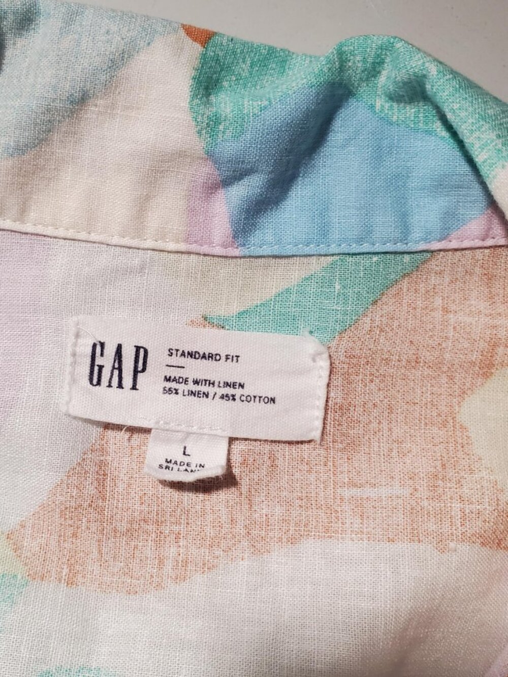 Gap Standard Fit Linen Blend SU23 Resort SS shirt Sz L Men's - Picture 3 of 16